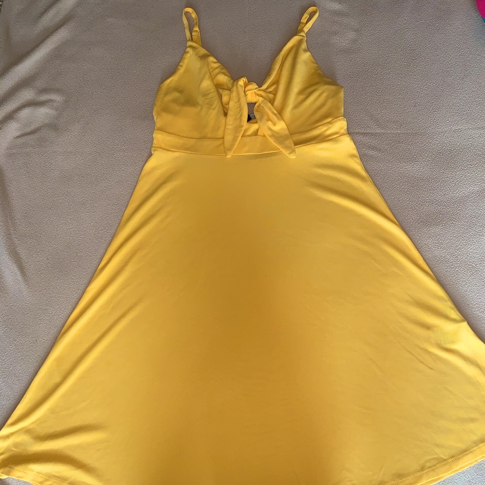 yellow forever 21 tie front dress